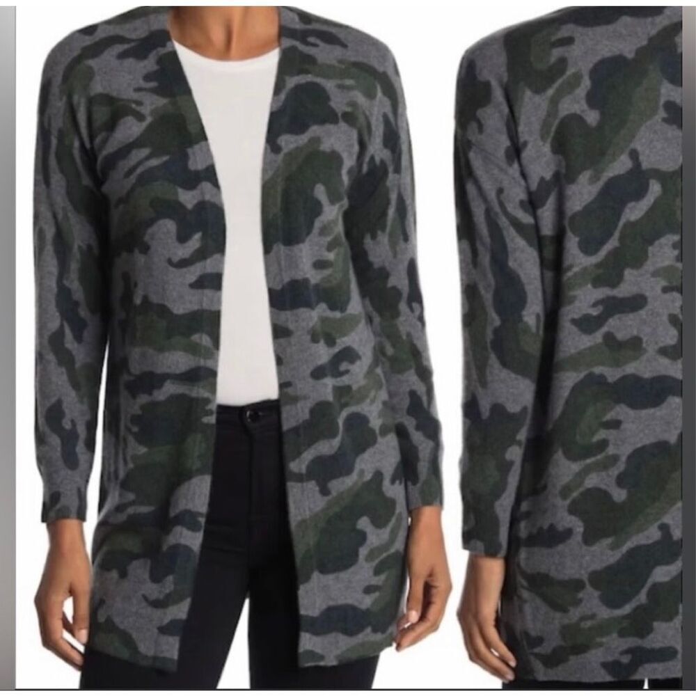 Magaschoni Women's Olive Camouflage Open Front Cardigan Size Small NWT